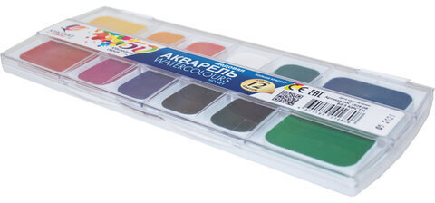 Краски акварельные с увеличенными кюветами ЛУЧ "Классика Юбилейная", 12 цветов, медовые, 30С 1928-08