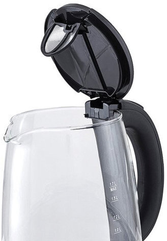 Чайник KITFORT КТ-619, 1,7 л, 2200 Вт, закрытый нагревательный элемент, стекло, серебристый, KT-619