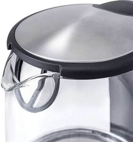 Чайник KITFORT КТ-619, 1,7 л, 2200 Вт, закрытый нагревательный элемент, стекло, серебристый, KT-619