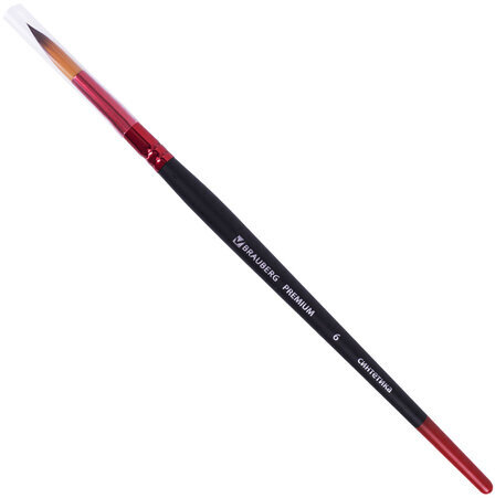 Кисть синтетика, круглая № 6, BRAUBERG PREMIUM, 201005