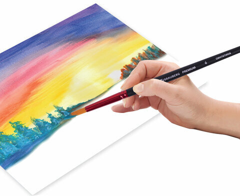 Кисть синтетика, круглая № 6, BRAUBERG PREMIUM, 201005