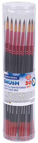 Кисть синтетика, круглая № 6, BRAUBERG PREMIUM, 201005