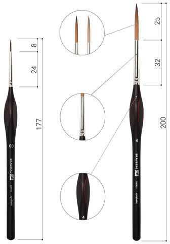 Кисти художественные набор 12 шт., синтетика, BRAUBERG ART CLASSIC, ЭРГОНОМИЧНЫЕ, 200951