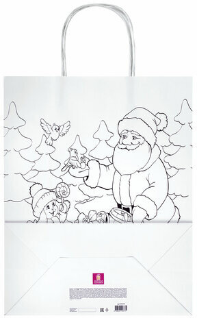 Пакет-раскраска НАБОР 8 шт., новогодний, 32х13х26 см + масляные пастельные мелки, ЗОЛОТАЯ СКАЗКА, 591975