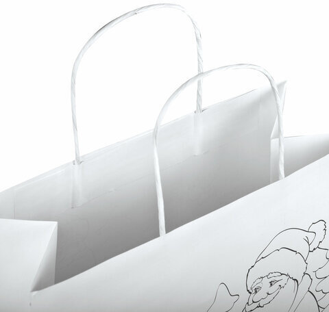 Пакет-раскраска НАБОР 8 шт., новогодний, 32х13х26 см + масляные пастельные мелки, ЗОЛОТАЯ СКАЗКА, 591975