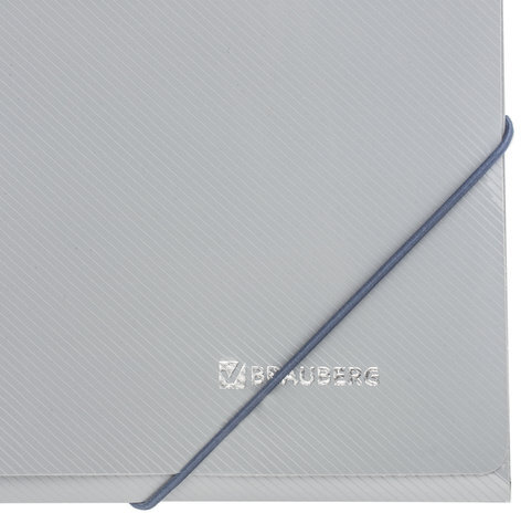 Папка на резинках BRAUBERG, диагональ, серебряная, до 300 листов, 0,5 мм, 221336