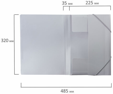 Папка на резинках BRAUBERG, диагональ, серебряная, до 300 листов, 0,5 мм, 221336