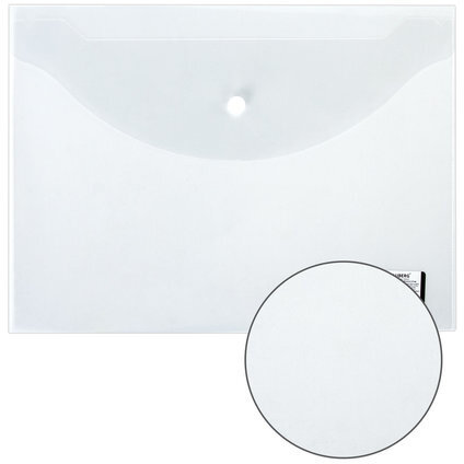 Папка-конверт с кнопкой BRAUBERG, А4, до 100 листов, прозрачная, 0,15 мм, 221638