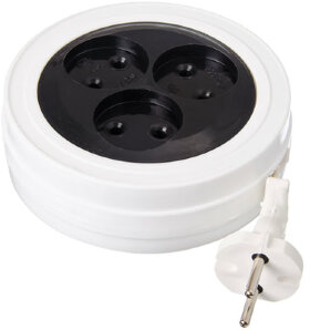 Удлинитель-рулетка РАДИСТ ЭКОНОМ Р16-008, 3 розетки без заземления, 5 м, 2х0,75 мм, 1300 Вт, белый, 323