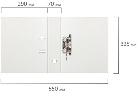 Папка-регистратор BRAUBERG с двухсторонним покрытием из ПВХ, 70 мм, белая, 222651