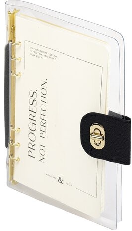 Блокнот А5 180x235мм BRAUBERG "Fabulous", гибкий, на кольцах, застежка, 80л, черный, 116196