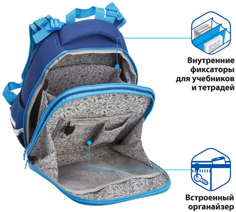 Ранец BRAUBERG PREMIUM, 2 отделения, с брелком, Techno, 38х29х16 см, 227812