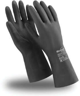 Перчатки неопреновые MANIPULA ХИМОПРЕН, хлопчатобумажное напыление, К80/Щ50, размер 8-8,5 (M), черные, CG-973