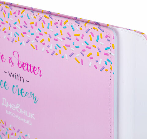 Дневник 1-11 класс 48 л., кожзам (твердая), магнитный клапан, ЮНЛАНДИЯ, "Мороженка", 106184