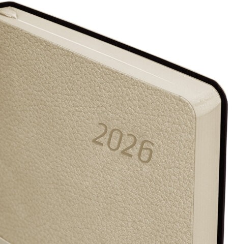Ежедневник датированный 2026 А5 138x213 мм, BRAUBERG "Stylish", под кожу, гибкий, бежевый, 117104