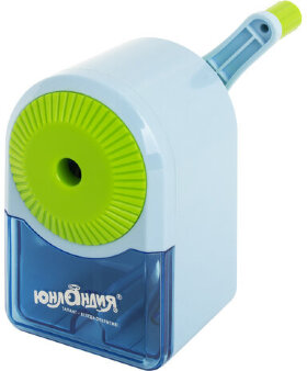 Точилка механическая ЮНЛАНДИЯ &quot;Basic&quot;, для ч/гр и цветных карандашей, крепление к столу, корпус голубой с зеленым, 228627