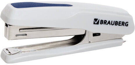 Степлер №10 BRAUBERG "Extra", до 20 листов, антистеплер, серо-синий, 229081