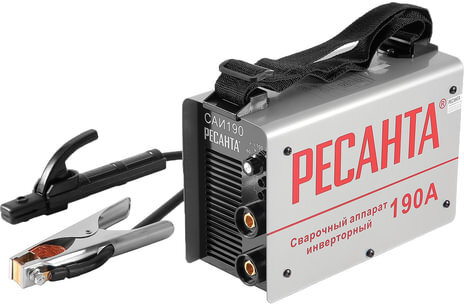 Сварочный аппарат инверторный, сварочный ток до 190 А, диаметр электрода до 5 мм, РЕСАНТА САИ 190, 65/2