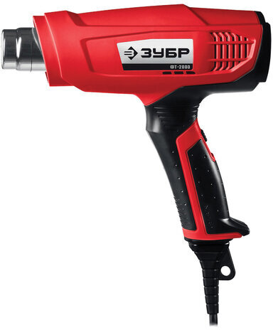 Фен технический сетевой, 2000 Вт, насадки 3 шт., 650 градусов, расход воздуха 550 л/мин, ЗУБР ФТ-2000