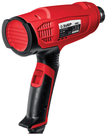 Фен технический сетевой, 2000 Вт, насадки 3 шт., 650 градусов, расход воздуха 550 л/мин, ЗУБР ФТ-2000