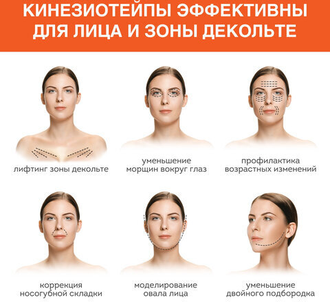 Кинезио тейп/лента для лица и тела, омоложение и восстановление, 5 см х 5 м, синий, DASWERK, 680007