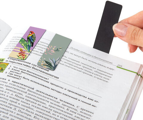 Закладки для книг МАГНИТНЫЕ, "TROPICS", набор 12 шт., 60x20 мм, BRAUBERG, 113172