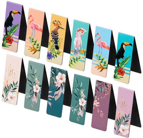 Закладки для книг МАГНИТНЫЕ, "TROPICS", набор 12 шт., 60x20 мм, BRAUBERG, 113172