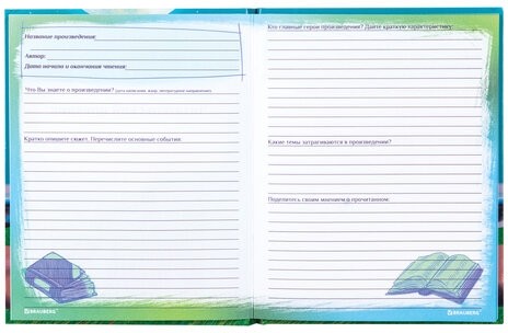 Дневник читательский А5 40л., твердый, глянцевая ламинация, цветной блок, BRAUBERG, "Замок", 113449