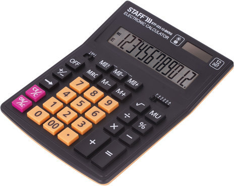 Калькулятор настольный STAFF PLUS STF-333-BKRG (200x154 мм) 12 разрядов, ЧЕРНО-ОРАНЖЕВЫЙ, 250460