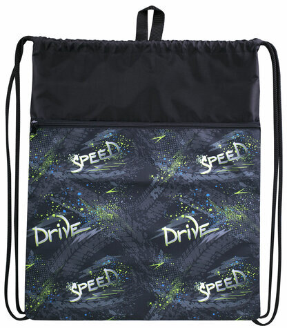 Мешок для обуви BRAUBERG БОЛЬШОЙ, с ручкой, карман на молнии, сетка, 51х41 см, "Drive", 271060