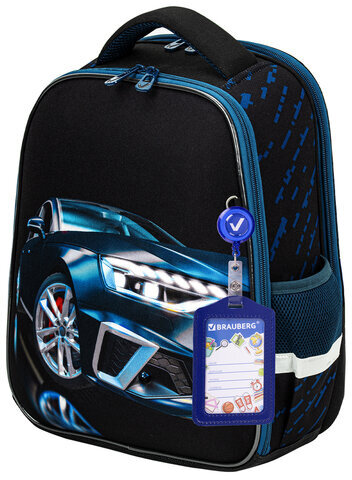Ранец BRAUBERG FIT, 2 отделения, "Super car", 38х27х14 см, 272024
