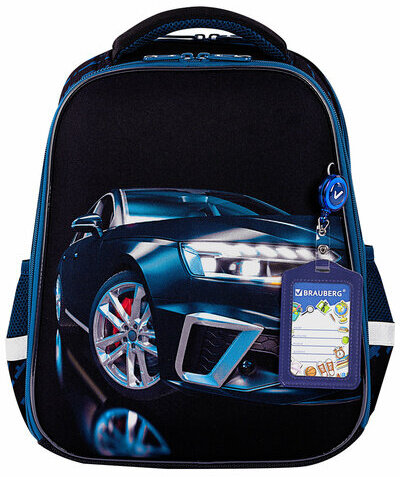Ранец BRAUBERG FIT, 2 отделения, "Super car", 38х27х14 см, 272024
