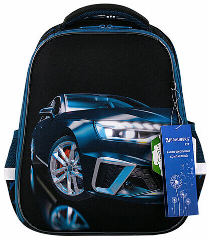 Ранец BRAUBERG FIT, 2 отделения, "Super car", 38х27х14 см, 272024