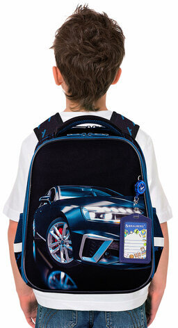 Ранец BRAUBERG FIT, 2 отделения, "Super car", 38х27х14 см, 272024