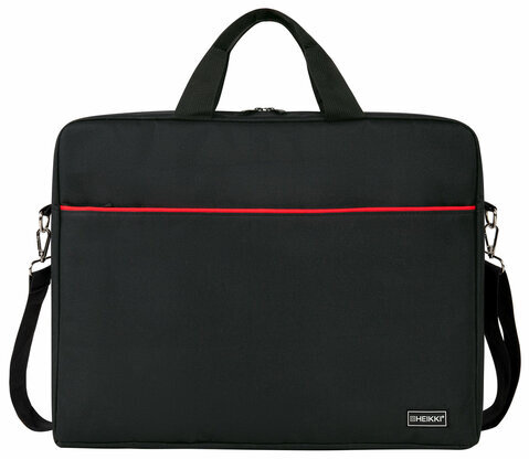 Сумка портфель HEIKKI MAXIMUM (ХЕЙКИ) с отд. для ноутбука 17,3", черный с крас встав, 34х44х6 см, 272591