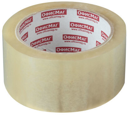 Клейкая лента упаковочная, 48 мм х 100 м, прозрачная, толщина 45 микрон, ОФИСМАГ, 440108