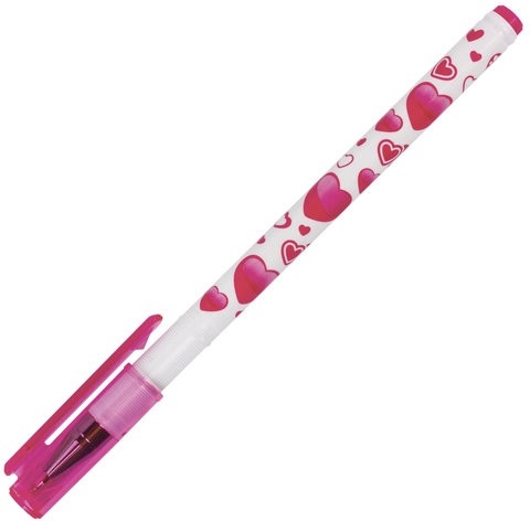 Ручка шариковая BRAUBERG "Сердечки", СИНЯЯ, корпус с печатью, узел 0,7 мм, линия письма 0,35 мм, 141535