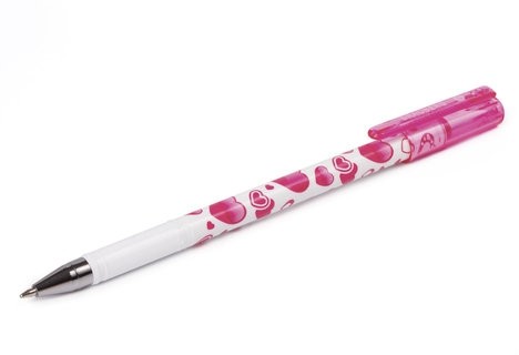 Ручка шариковая BRAUBERG "Сердечки", СИНЯЯ, корпус с печатью, узел 0,7 мм, линия письма 0,35 мм, 141535