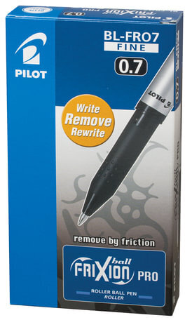 Ручка стираемая гелевая с грипом PILOT "Frixion Pro", ЧЕРНАЯ, корпус с печатью, линия письма 0,35 мм, BL-FRO-7