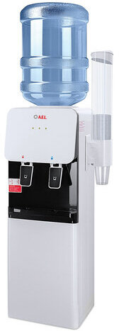 Кулер для воды AEL LD-AEL-85C, напольный, НАГРЕВ/ОХЛАЖДЕНИЕ ЭЛЕКТРОННОЕ, шкаф, 2 крана, белый, 00395