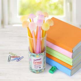 Ручка фигурная шариковая ЮНЛАНДИЯ &quot;Гриб&quot;, силиконовый корпус, ассорти, СИНЯЯ, пишущий узел 0,7 мм, 143796