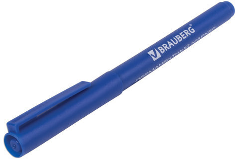 Маркер перманентный (нестираемый) BRAUBERG "CLASSICLine", СИНИЙ, корпус тонкий, наконечник 1 мм, 150297