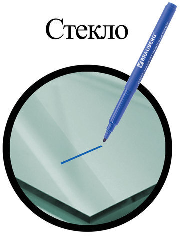 Маркер перманентный (нестираемый) BRAUBERG "CLASSICLine", СИНИЙ, корпус тонкий, наконечник 1 мм, 150297