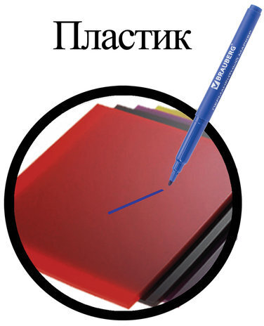 Маркер перманентный (нестираемый) BRAUBERG "CLASSICLine", СИНИЙ, корпус тонкий, наконечник 1 мм, 150297