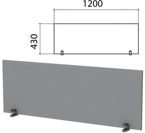 Экран-перегородка "Этюд", 1200х18х430 мм, серый, 402866-03