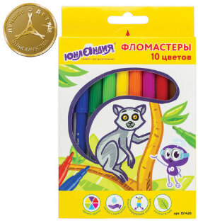 Фломастеры ЮНЛАНДИЯ 10 цветов, &quot;ЭКЗОТИКА&quot;, вентилируемый колпачок, картон, 151420