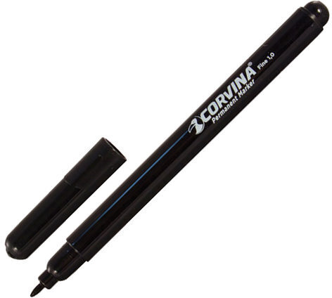 Маркер перманентный (нестираемый) CORVINA, тонкий наконечник 1 мм, ЧЕРНЫЙ, Италия, 42953/01