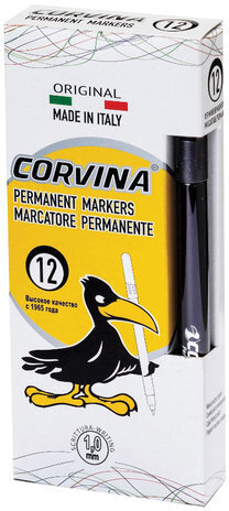 Маркер перманентный (нестираемый) CORVINA, тонкий наконечник 1 мм, ЧЕРНЫЙ, Италия, 42953/01