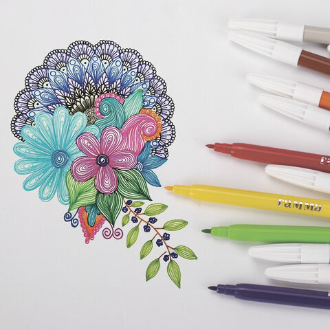 Фломастеры ГАММА "Мультики", 12 цветов, вентилируемый колпачок, картонная упаковка, 180319_05