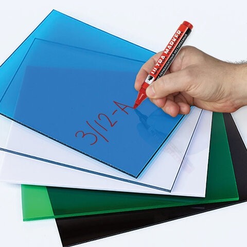 Маркер перманентный ULTRA MARKER, КРАСНЫЙ, 3,5 мм, с клипом, BRAUBERG, 152205